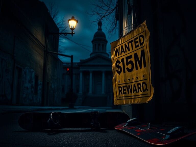 Flick International Broken snowboard in a dimly lit urban alley representing crime and danger