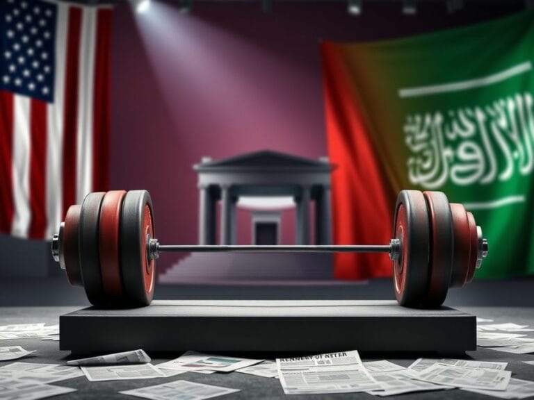 Flick International Empty weightlifting platform with a heavy barbell, symbolizing the debate over transgender athletes in women's sports.