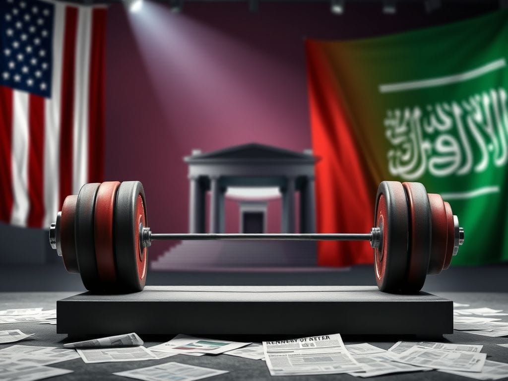 Flick International Empty weightlifting platform with a heavy barbell, symbolizing the debate over transgender athletes in women's sports.