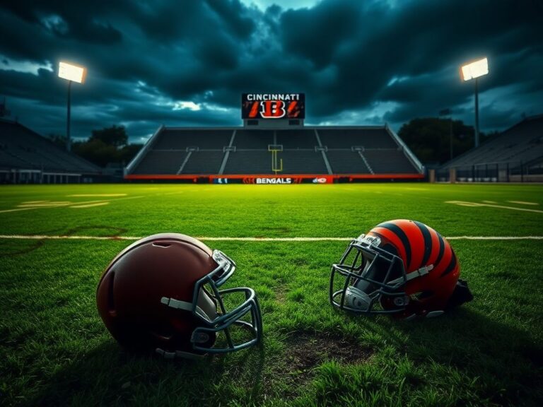 Flick International A discarded football helmet on the field at dusk, symbolizing Bengals' disappointment