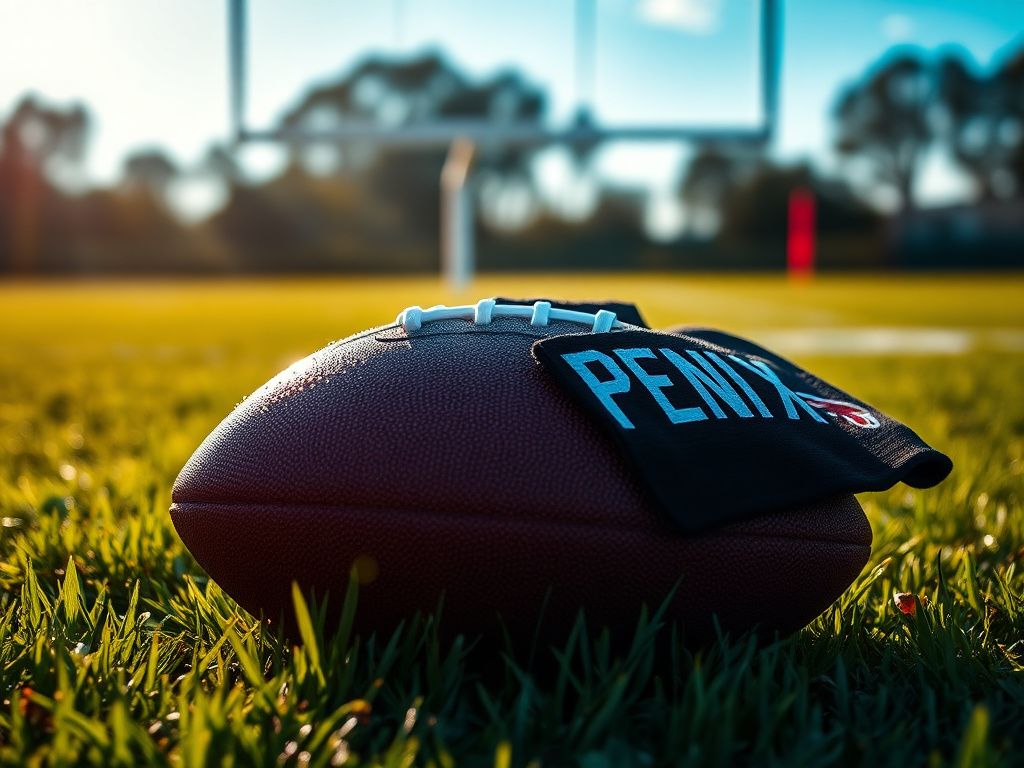 Flick International Close-up of a football on grass with dew drops, representing game day atmosphere
