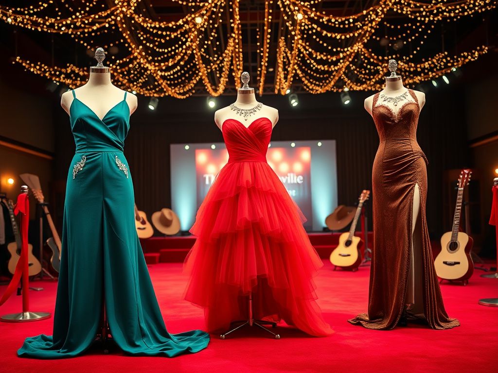 Flick International Elegant fashion displayed on mannequins at the CMA Awards red carpet in Nashville