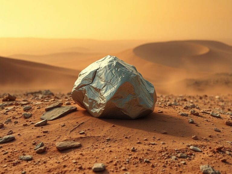 Flick International Close-up of the shiny metallic rock Phippsaksla on the Martian surface