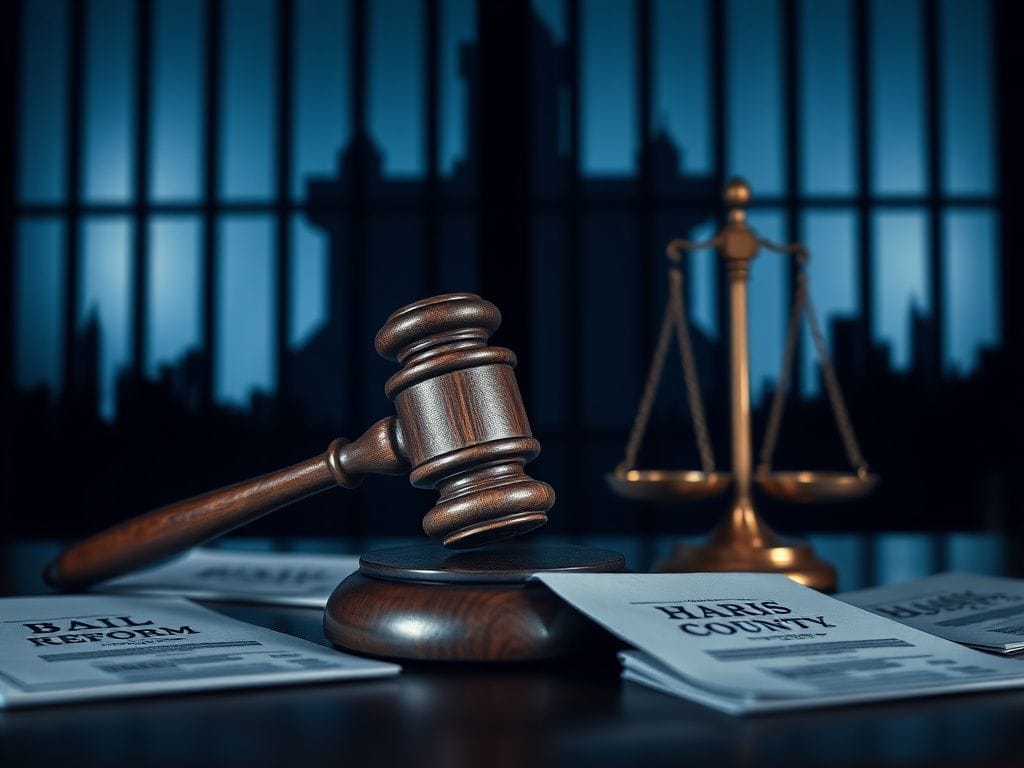 Flick International A dramatic courtroom scene featuring a gavel and scales of justice amidst prison bars.