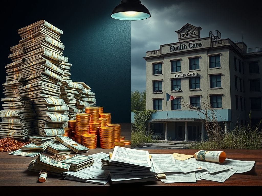 Flick International A powerful visual contrast between extreme wealth and a struggling healthcare system in America