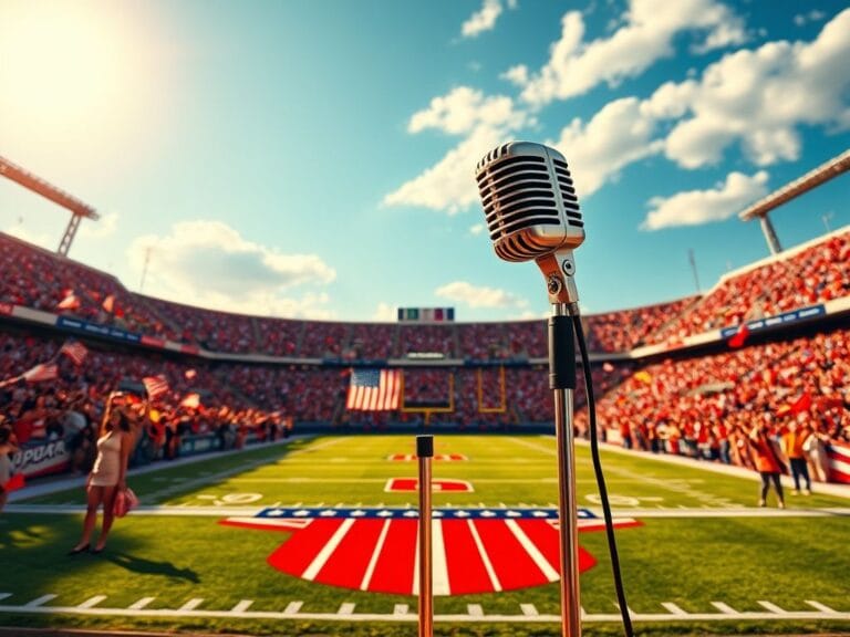 Flick International A vibrant football stadium filled with fans celebrating before the national anthem performance