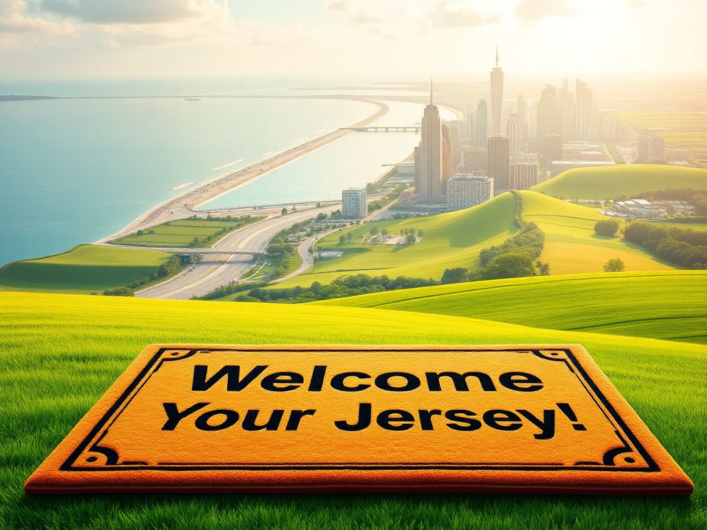 Flick International A vibrant welcome mat inviting New Yorkers to New Jersey