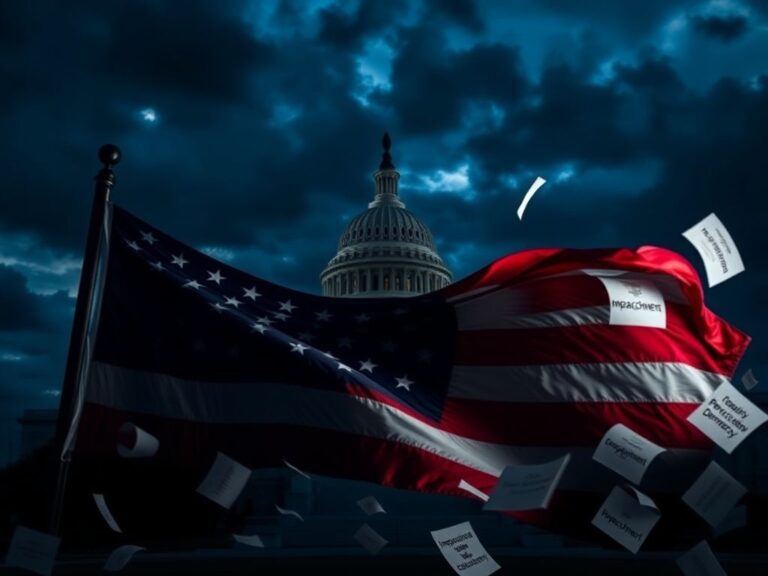 Flick International Dramatic view of the U.S. Capitol under a twilight sky with an American flag in the foreground
