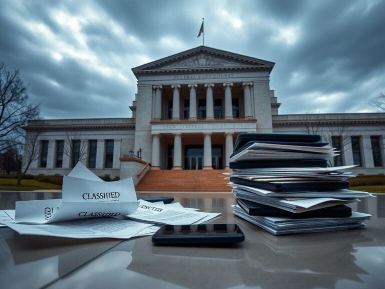 Flick International Dramatic federal courthouse exterior in Greenbelt, MD under a moody gray sky