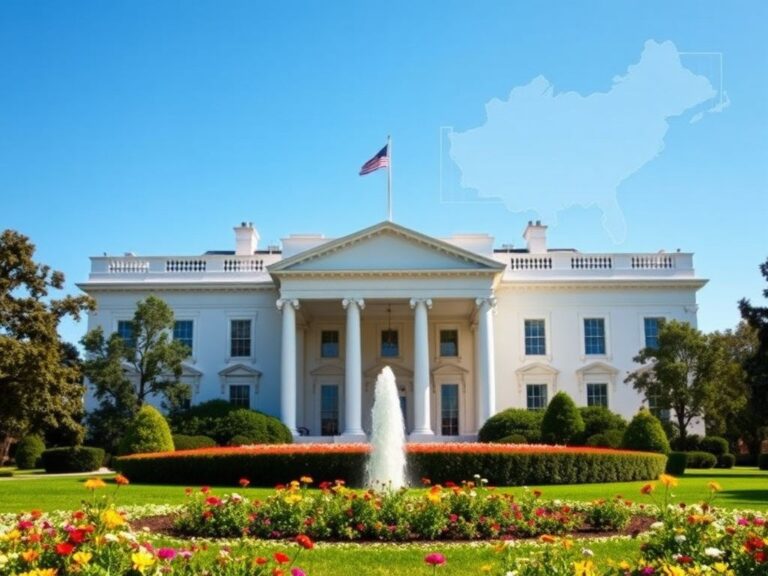 Flick International Aerial view of the White House with a garden and the Washington Monument in the background