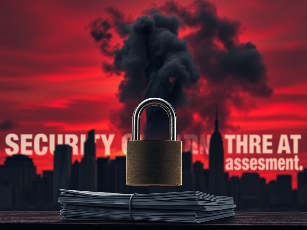 Flick International Dramatic representation of NYC skyline at dusk with the Statue of Liberty obscured by smoke