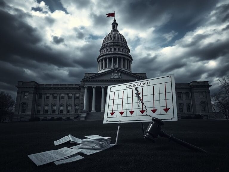 Flick International Dramatic scene of the Iowa State Capitol under a stormy sky symbolizing legal battles