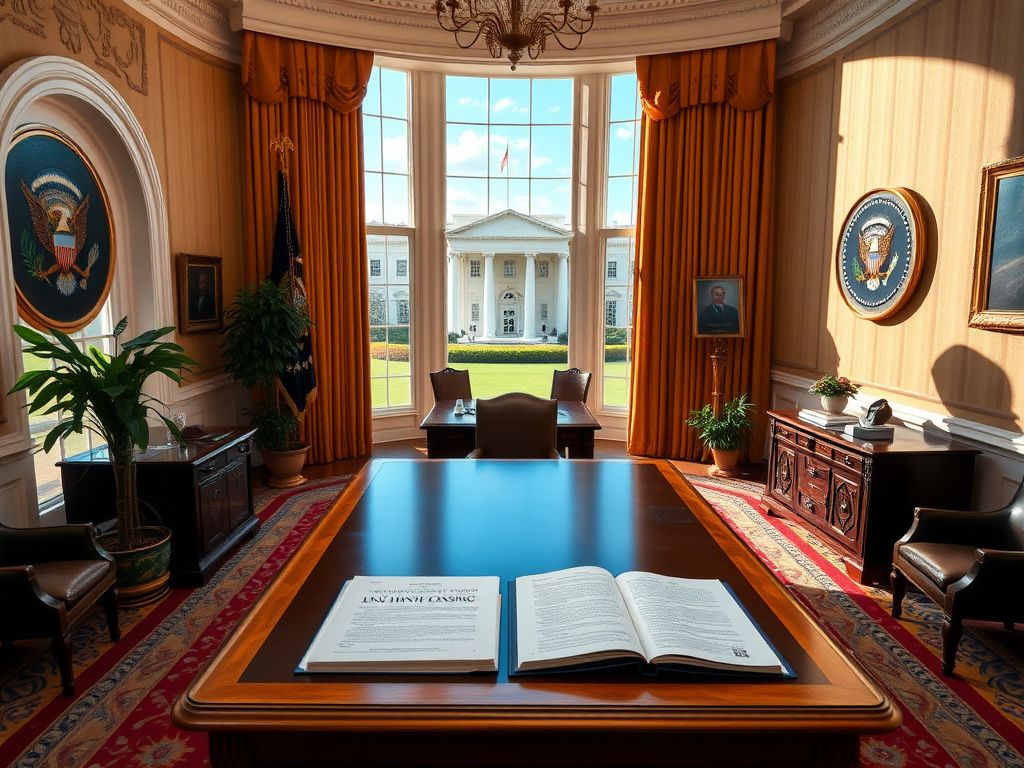 Flick International A grand view of the Oval Office capturing iconic elements and decor
