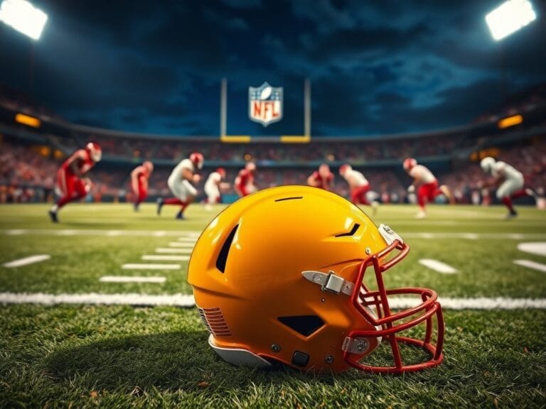 Flick International Kansas City Chiefs football helmet on the field during a nighttime game