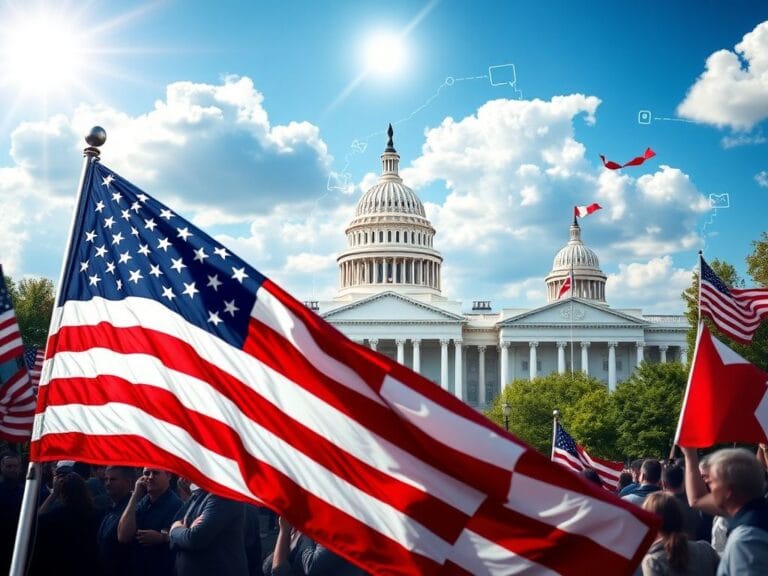 Flick International A vibrant GOP campaign scene featuring a large American flag and Arkansas state outline