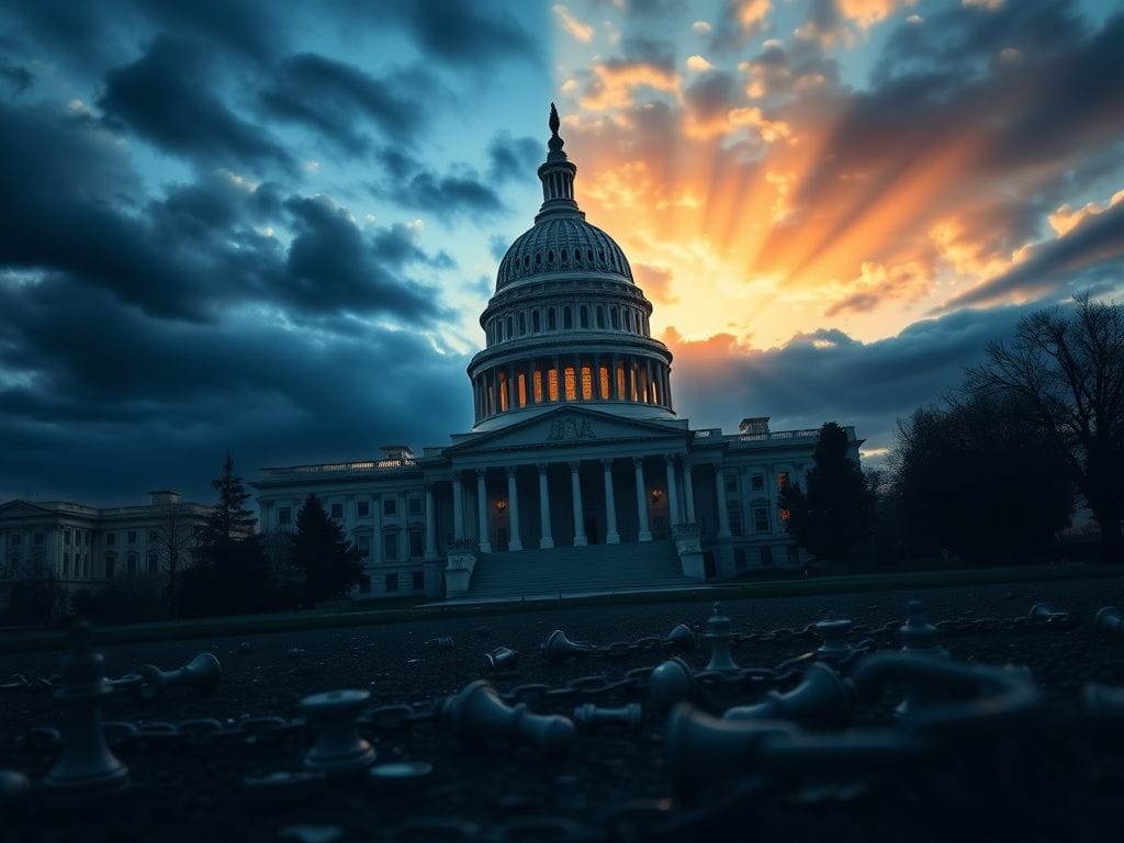 Flick International A split scene of the U.S. Capitol Building representing political disillusionment and hope