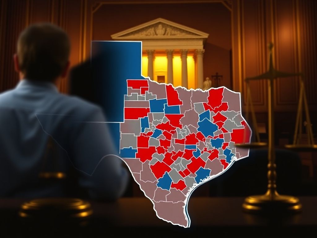 Flick International Stylized map of Texas illustrating congressional districts in vibrant colors