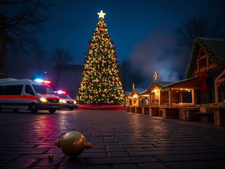 Flick International Shattered ornament on the ground at a Christmas tree lighting event in Concord, North Carolina