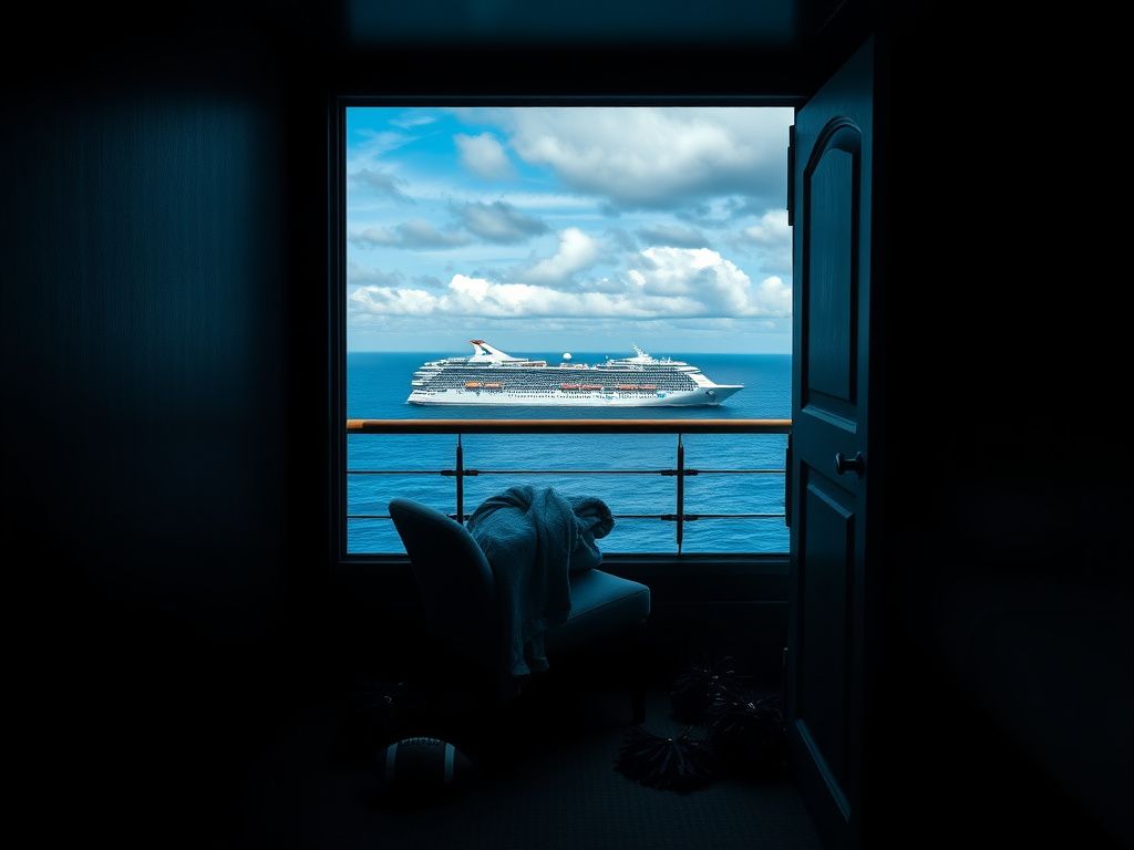 Flick International A majestic Carnival cruise ship sailing on a serene ocean, symbolizing adventure amidst tragedy