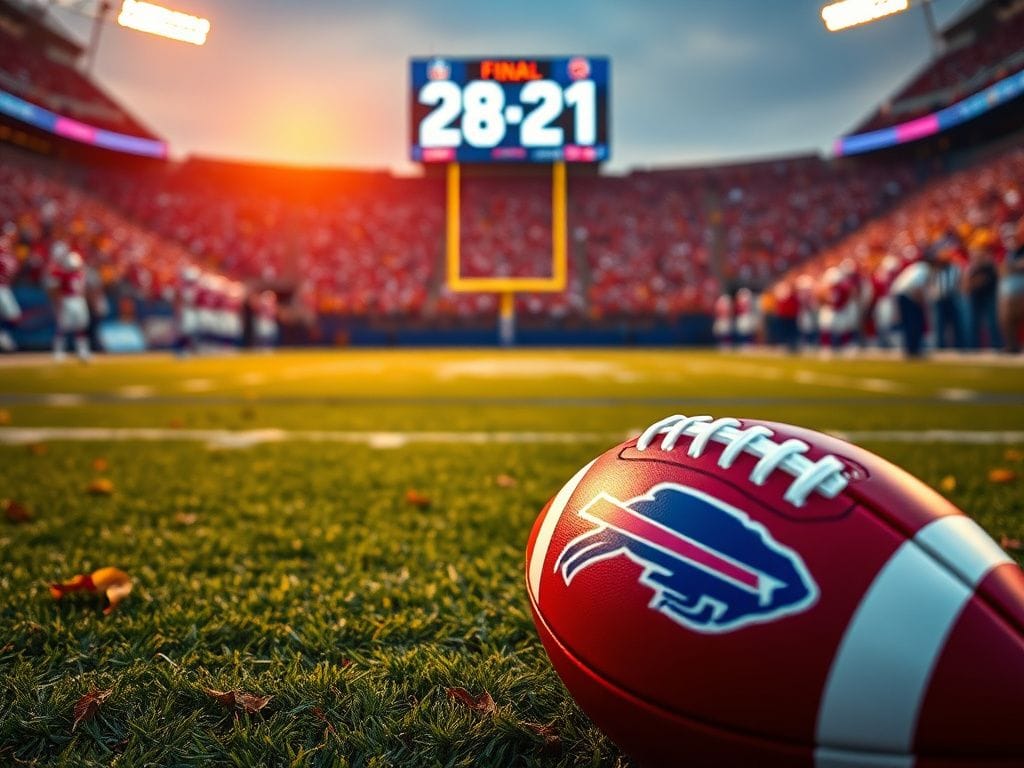 Flick International Close-up of a football on the field, symbolizing the Bills vs. Chiefs rivalry