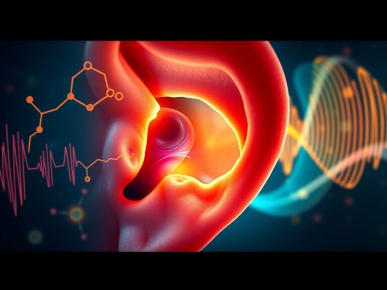 Flick International Close-up of a vibrant inner ear cross-section showing delicate hair cells and intricate structures