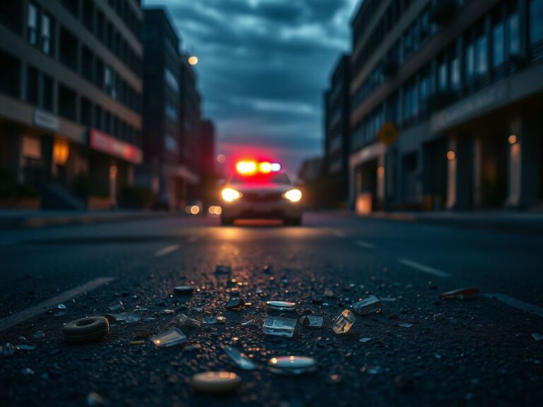 Flick International Aftermath of a vehicular attack on ICE agents on a deserted urban street at twilight