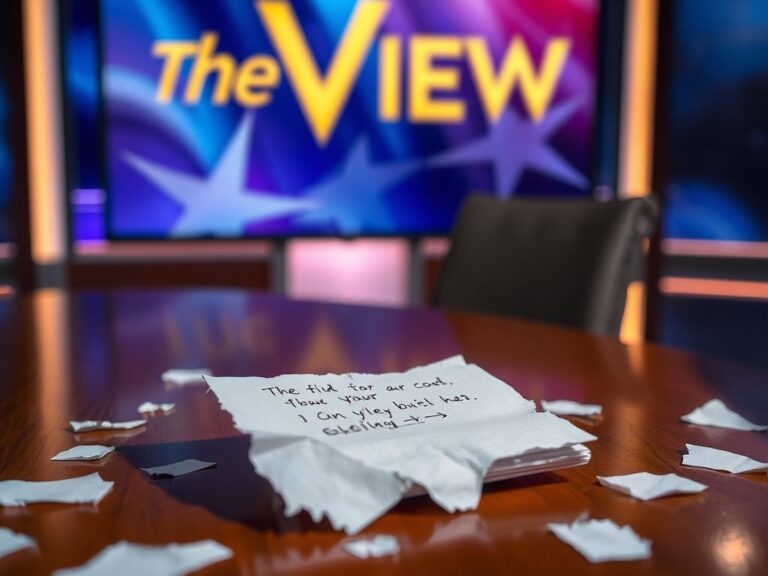 Flick International Torn note card on a wooden table with shadows, representing confusion about a joke made by Whoopi Goldberg