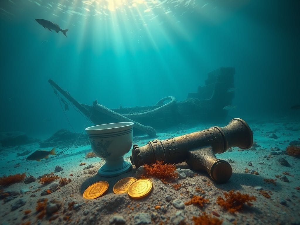 Flick International Underwater view of the San José galleon wreckage with artifacts