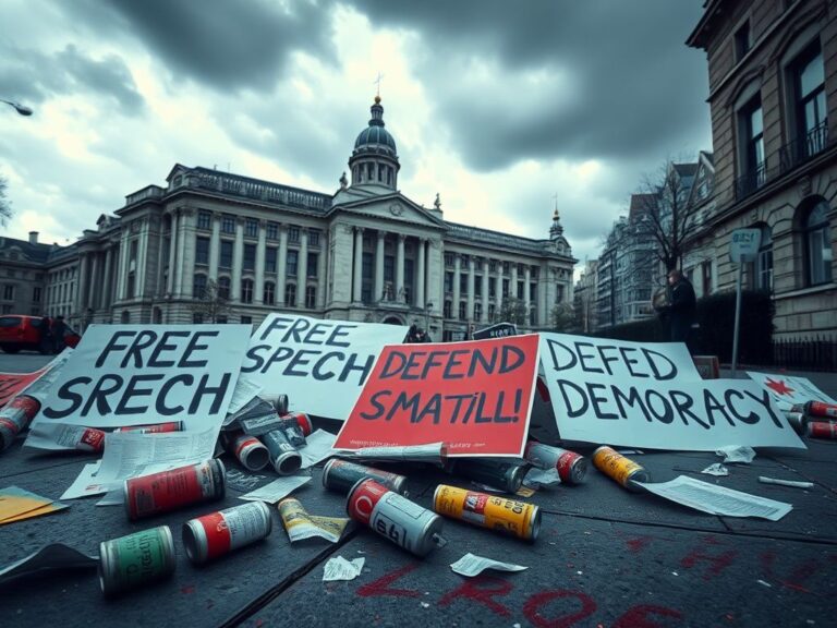 Flick International Protest scene outside the London School of Economics with signs and graffiti