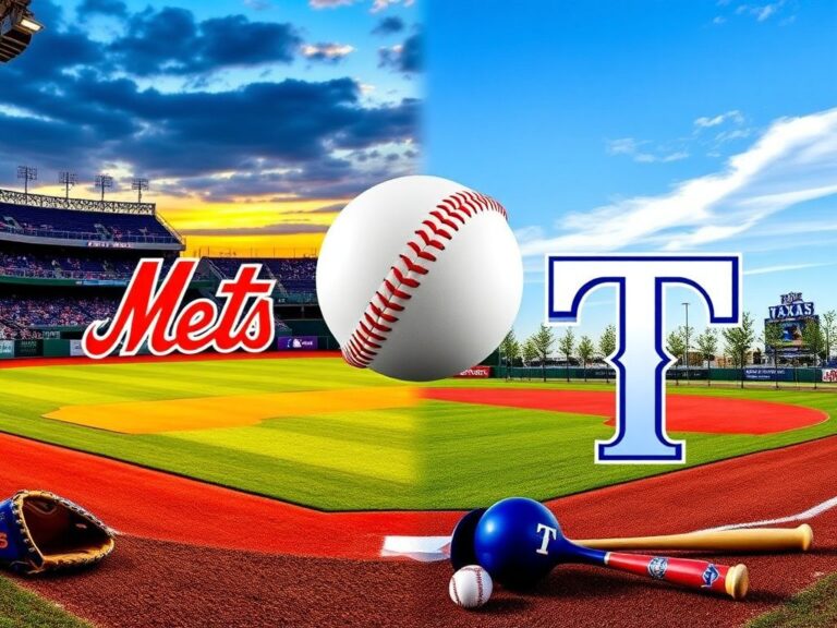 Flick International Split scene of Mets and Rangers baseball fields symbolizing trade