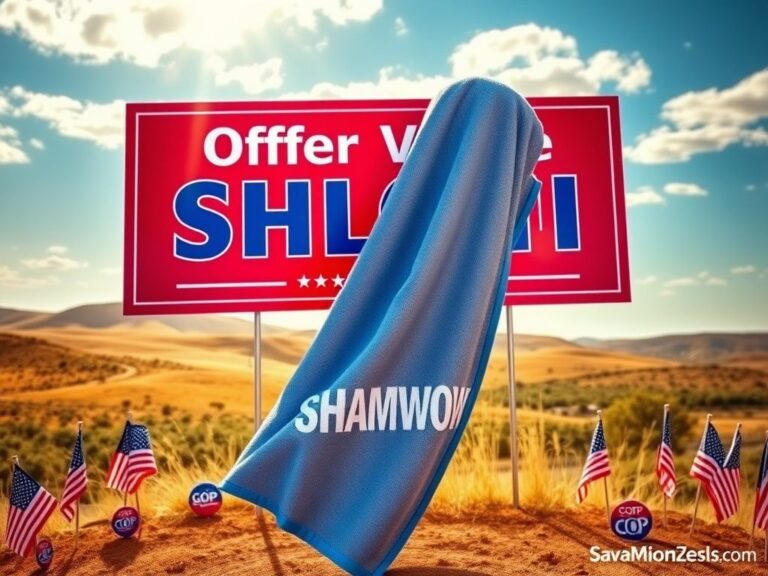 Flick International Vibrant campaign sign for Offer Vince Shlomi in Texas with ShamWow towel