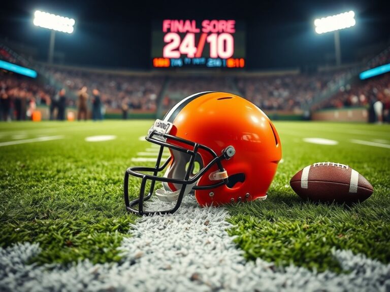 Flick International Cleveland Browns helmet on turf during an NFL game
