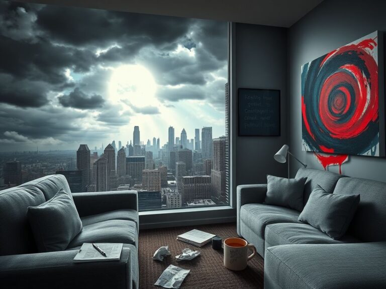 Flick International Empty therapist's office symbolizing mental health discussions around political obsession