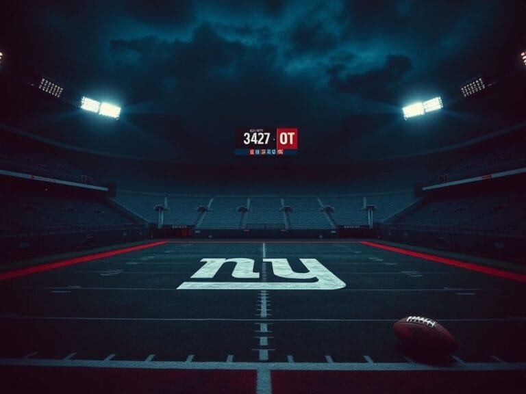 Flick International A dimly lit football stadium reflecting the struggles of the New York Giants