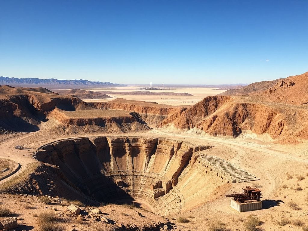 Flick International Aerial view of the abandoned Mountain Pass mine in the Mojave Desert
