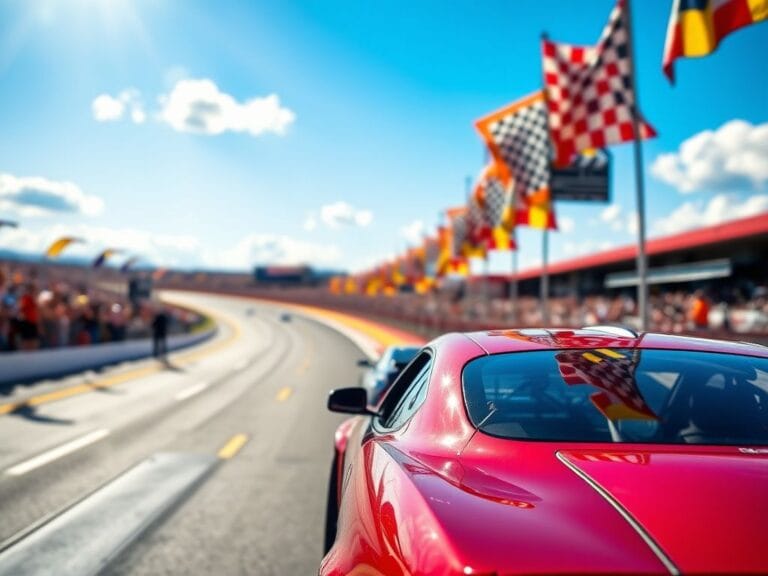 Flick International A shiny pace car ready on the dramatic racing track at Phoenix Raceway during the NASCAR Cup Series Championship Race.