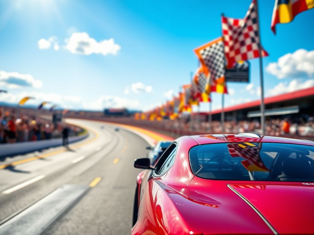 Flick International A shiny pace car ready on the dramatic racing track at Phoenix Raceway during the NASCAR Cup Series Championship Race.