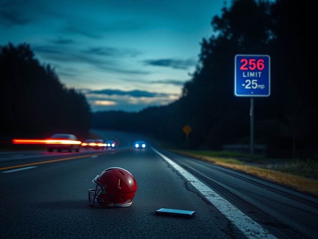 Flick International A dramatic highway scene in Georgia featuring blurred lights from high-speed vehicles and police car lights.