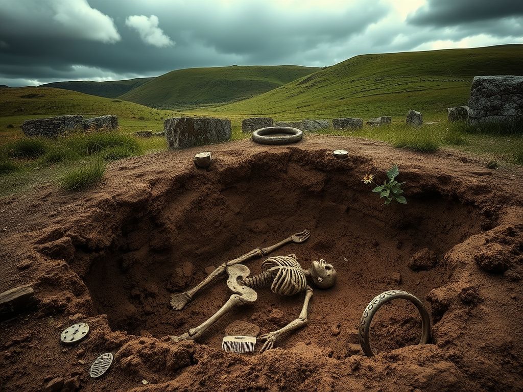 Flick International Excavated pit revealing a teenage skeleton in a 2,000-year-old Iron Age settlement