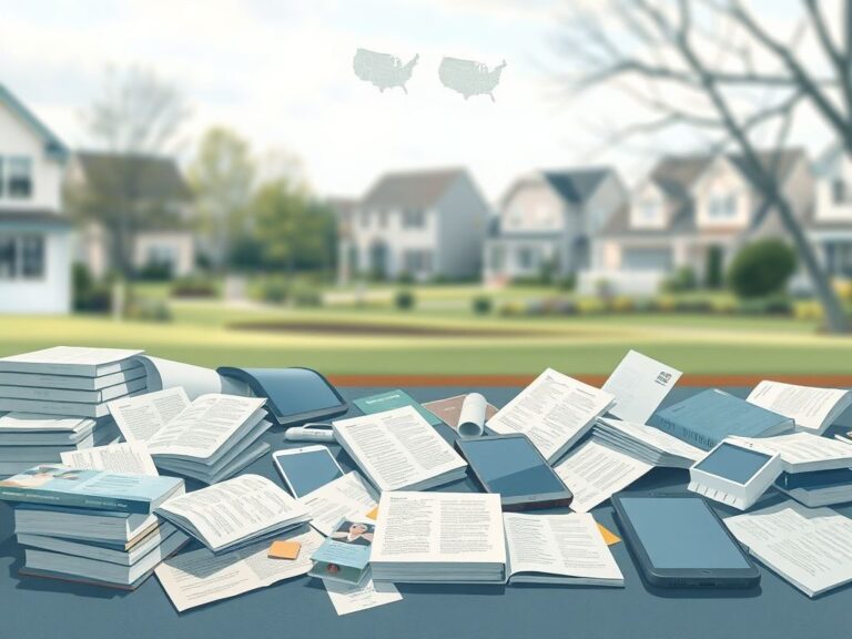 Flick International Abstract representation of a 'whiteness pandemic' with scattered educational materials in a suburban setting.