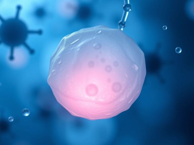 Flick International Close-up view of a delicate white blood cell under a microscope symbolizing acute myeloid leukemia treatment