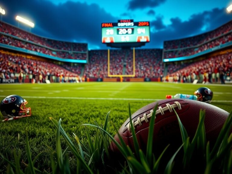Flick International A close-up of a football on the field with dramatic lighting