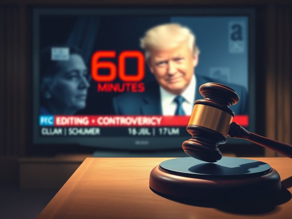 Flick International A dramatic courtroom scene featuring a gavel symbolizing legal action in the context of media and politics.