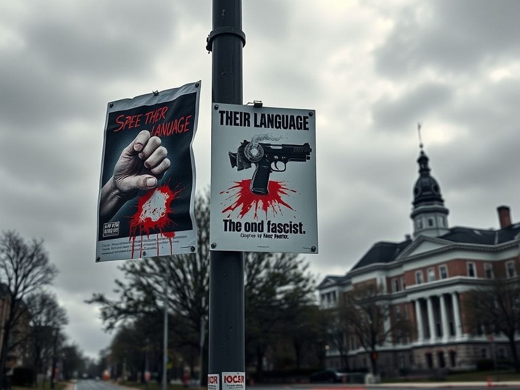 Flick International Graphic anti-fascist imagery near the University of Wisconsin campus