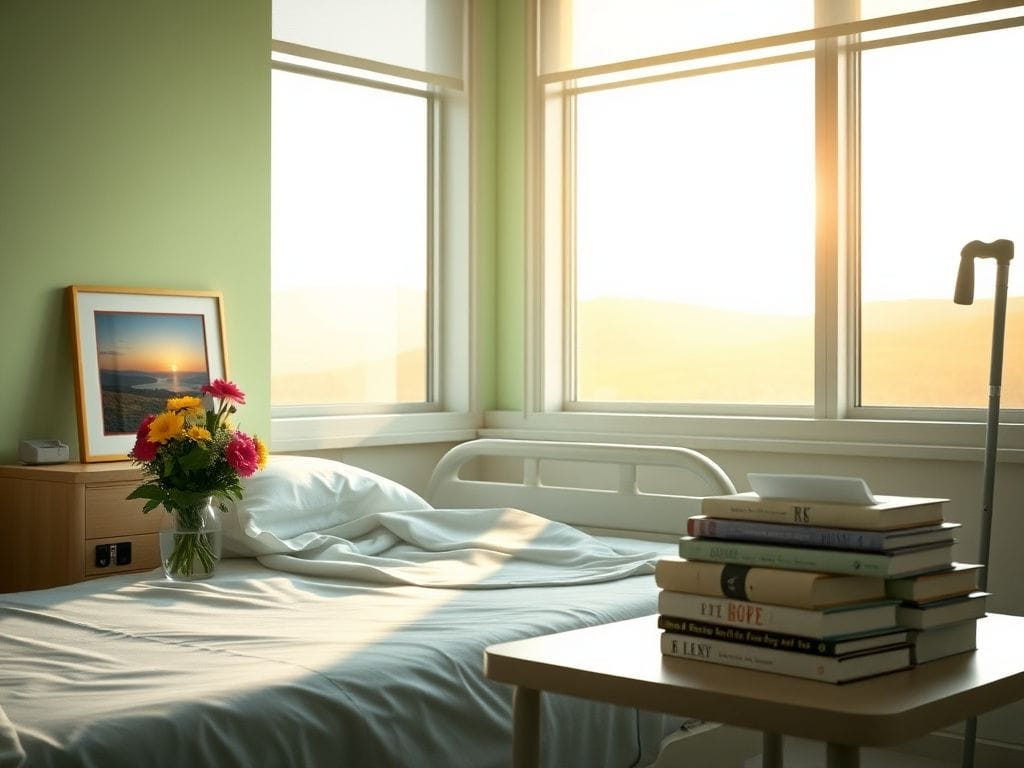 Flick International Hospital room with natural light and flowers symbolizing recovery