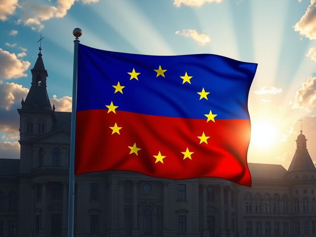 Flick International European Union flag with rainbow colors symbolizing LGBTQ+ pride and marriage equality in Poland