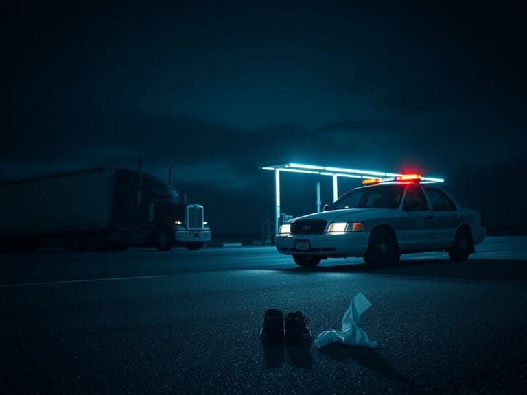 Flick International Police cruiser at a truck stop during an arrest