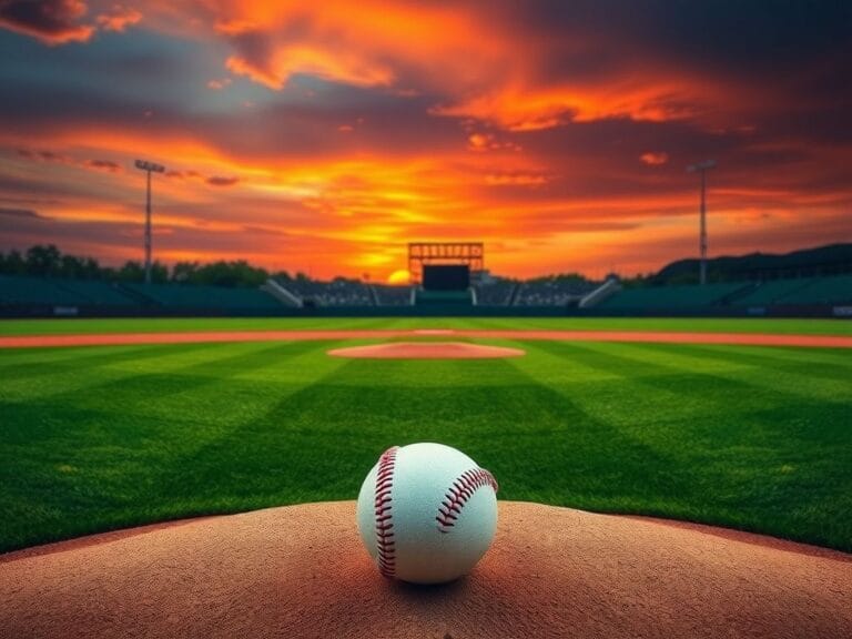 Flick International Pristine baseball diamond under a vibrant sunset, symbolizing ambition and competition