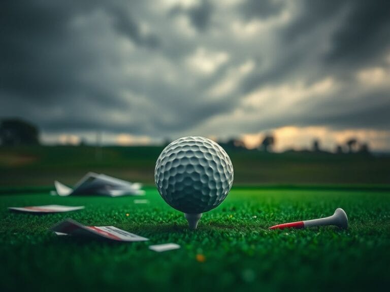 Flick International Close-up of a golf ball on the edge of a putting green, symbolizing tension