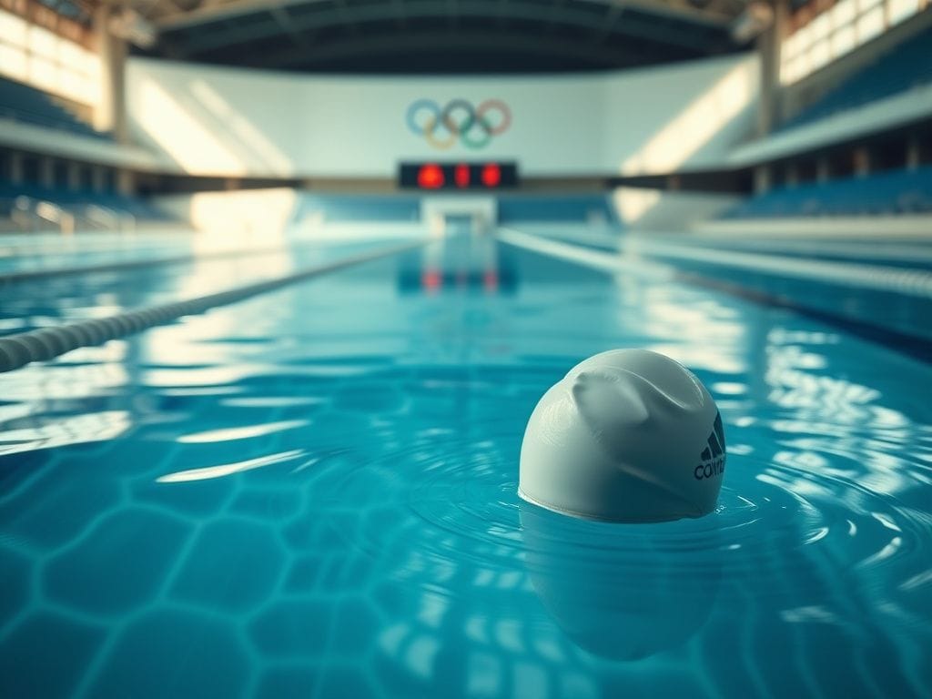 Flick International Serenity of an empty swimming pool with a floating swimmer's cap